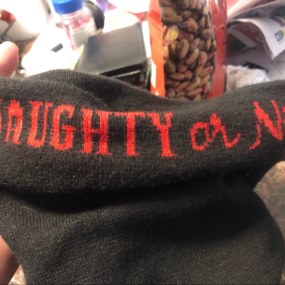 Naughty or Nice Reverse Sequin Smiley Emoji Holiday Beanie Pom Pom Hat One Size - Picture 3 of 16